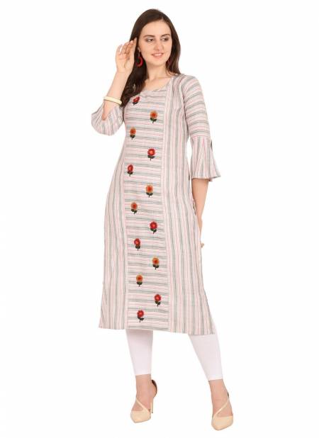 Multi Color Velentino Rayon Party Wear Casual Wear Jari Lining Hand and Embroidery Work Kurtis 461