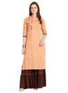 Light Orange Rayon Velentino Designer Casual Embroidery Work Stylish Kurtis With Rayon Sharara collections 467