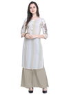 White And Cream Color Combination Exclusive Velentino Casual Wear Office Wear Kurti 441