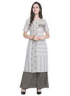 White And Grey Color Velentino Rayon Strip Print Hand Work Casual Wear Stylish Kurtis 428