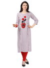 White Butta Work Velentino Heavy Rayon Hot Fix Latest Designer Party Wear Stylish Kurtis 414