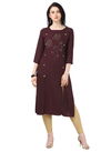 Wine Handwork Butta work Velentino Heavy 14KG Rayon Designer Party Wear Stylish Kurtis 413