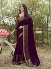 Violet Subhash Saree Shringar Georgette Solid Plain Zari Border Work Printed Designer Heavy Saree 65006