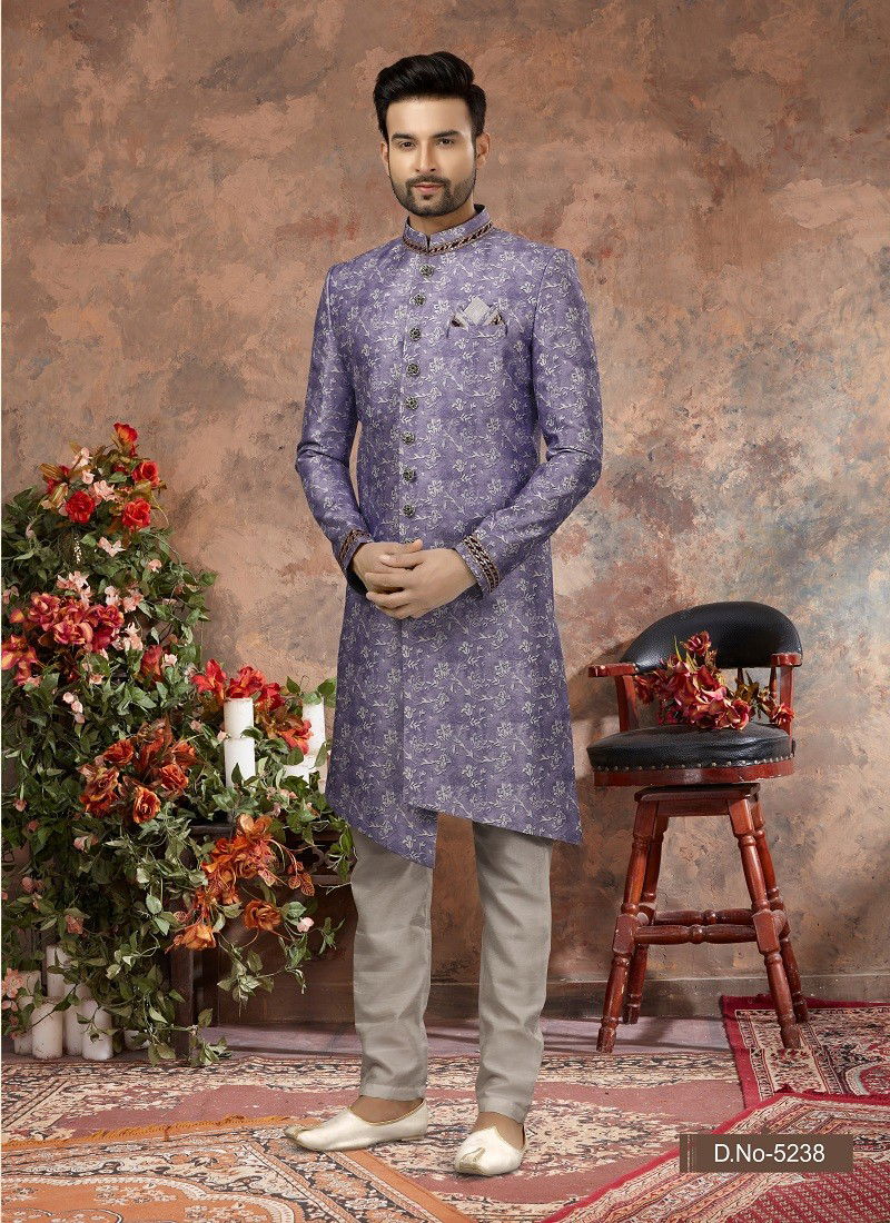 Voilet And WhiteColour Vol 11 Occasion Wear Mens Indo Western Orders In India 5238