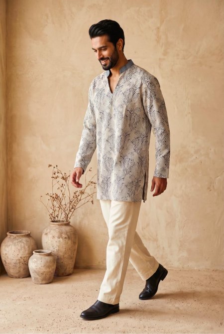 Grey Outluk Wedding Vol 66 Lachaka Mens Kurta Pajama W6606.