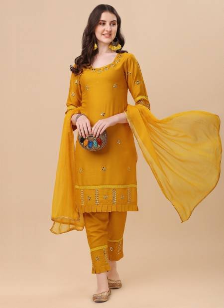 WL WL117 Designer Kurti With Bottom Dupatta Wholesale Clothing Distributors in India WL117 Yellow