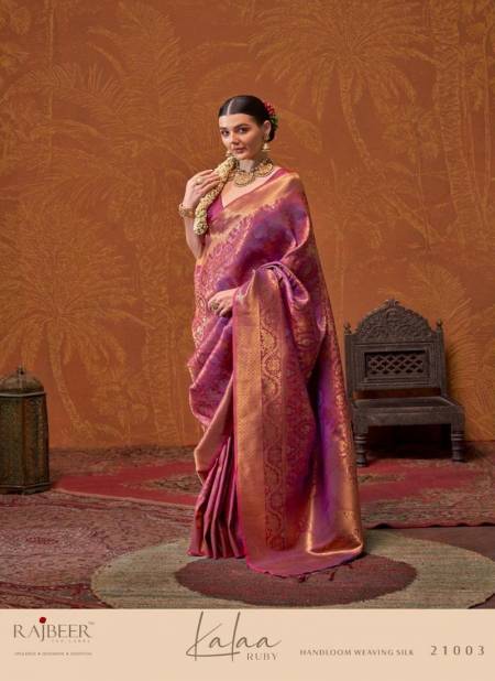 Wani Colour kalaa Ruby By Rajbeer Wedding Handloom Weaving Silk Saree Orders In India 21003