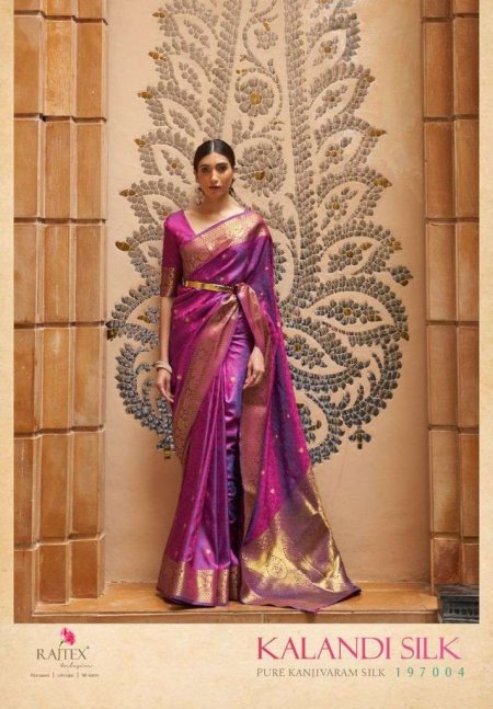 Purple Colour Kalandi Silk By Rajtex Handloom Weaving Saree - The ...