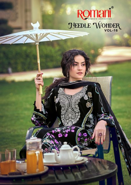 Needle Wonder Vol 16 By Romani Cotton Printed Dress Material