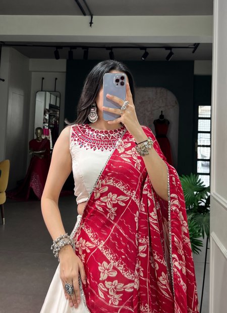 Lnb1736 Monga Silk Real Mirror Work Chaniya Choli
