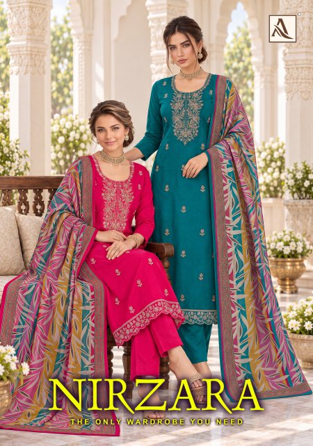 Nirzara By Alok Zam Dyed Embroidery Dress Material