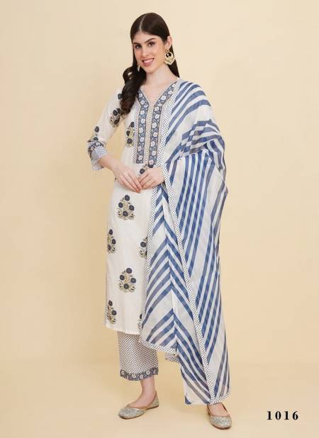 White And Blue Colour Tanisha Vol 2 By Stylishta Cotton Printed Kurti With Bottom Dupatta Orders In India 1016
