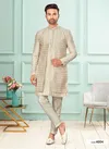 White And Gold Colour GS Fashion Function Wear Mens Designer Indo Western Exporters In India 4004