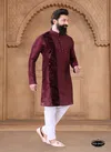 White And Maroon Colour 1632 Wedding Mens Wear Stright Kurta Pajama Wholesale Shop In Surat 1632-KS 2437