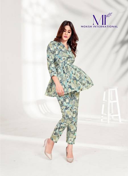 White And Multi Colour Co-ord Set Milky Vol 1 By Moksh Premium Rayon Co-ord Set Western Catalog 806