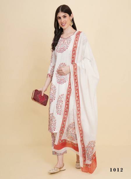 White And Orange Colour Tanisha Vol 2 By Stylishta Cotton Printed Kurti With Bottom Dupatta Orders In India 1012