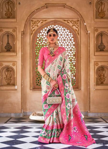 White And Pink Colour Gangotri By Rewaa Traditional Saree Wholesale Market In Surat With Price R-1035