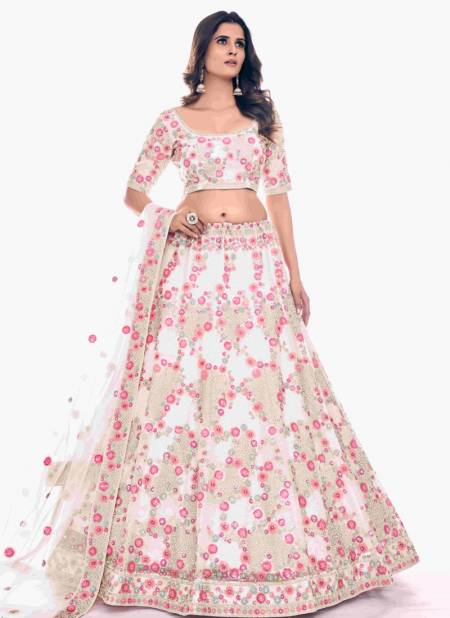 White And Pink Colour Poshak Vol 4 By Arya 36010 To 36029 Party Wear Lehenga Choli Catalog 36016