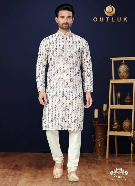 White And Purple Colour Outluk Wedding Collection Vol 11 Cotton Pintex Lucknowi Kurta Pajama Wholesale Clothing Suppliers In India 11006
