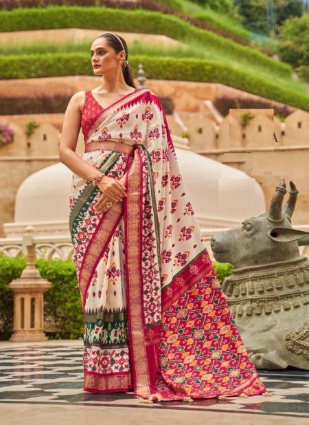 White And Red Colour Nandi By Rewaa 114 A To 114 I Printed Saree Catalog 114 H