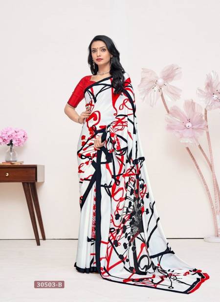 White And Red Colour Vivanta Silk 31st Edition By Ruchi 30501A To 30506B Saree Manufacturers 30503B