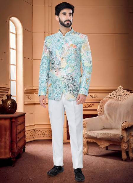 White Base With Multi Print Colour Exclusive Wear Wholesale Jodhpuri Suit Catalog 1657