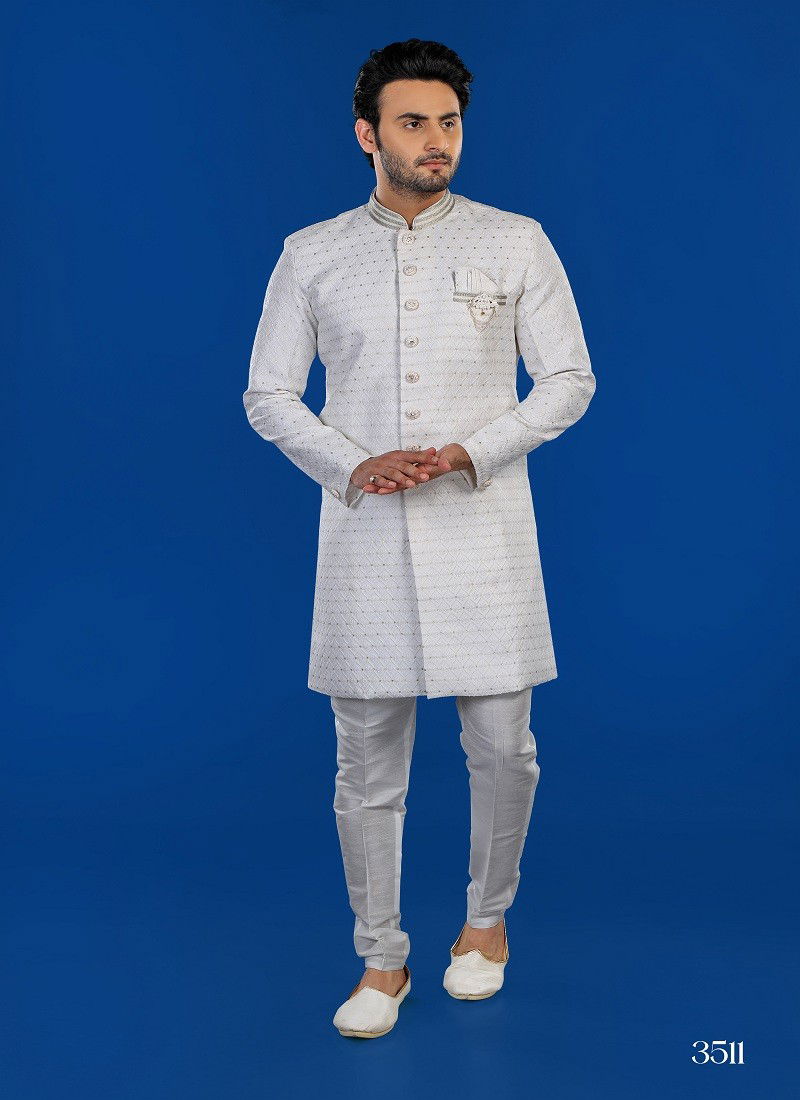 White Colour 1646 1 Wedding Wear Mens Indo Western Suppliers In India 3511