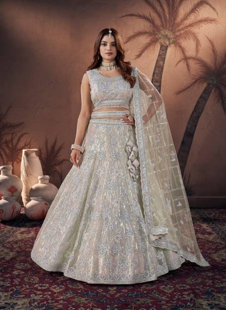 White Colour Bridal Couture 2024 By Anantesh Engagement Designer Lehenga Choli Suppliers In India 9004