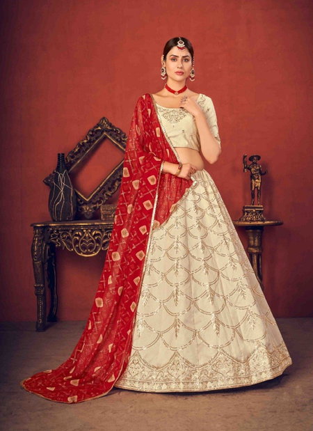 White Colour Bridesmaid Vol 13 By Khushboo Art Silk Designer Lehenga Choli Catalog 1767