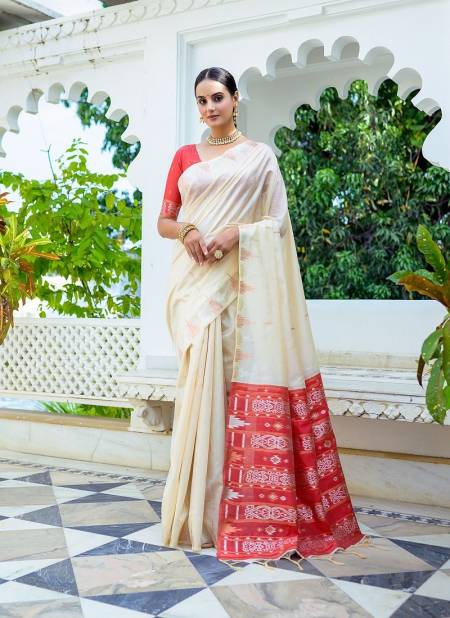 White Colour Charusila By RF Soft Tussar Silk Sarees Suppliers In India RF27579