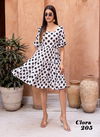 White Colour Clora vol 2 By Lucaya Beautiful Printed Flair Rayon Ladies One Piece Western Dress Manufacturers Clora 205