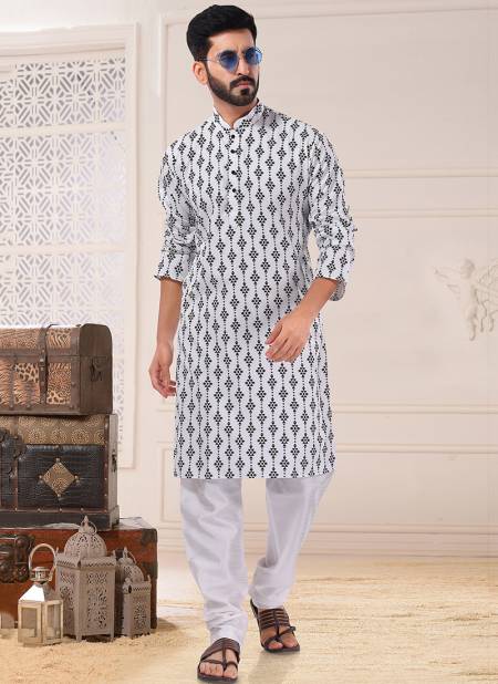 White Colour Festive Wear Mens Wholesale Kurta With Pajama Catalog 1786