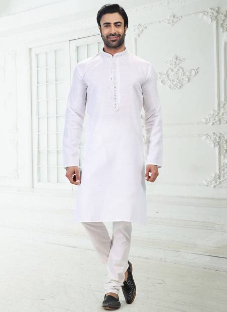 White Colour Function Wear Wholesale Mens Kurta Pajama Catalog 2121
