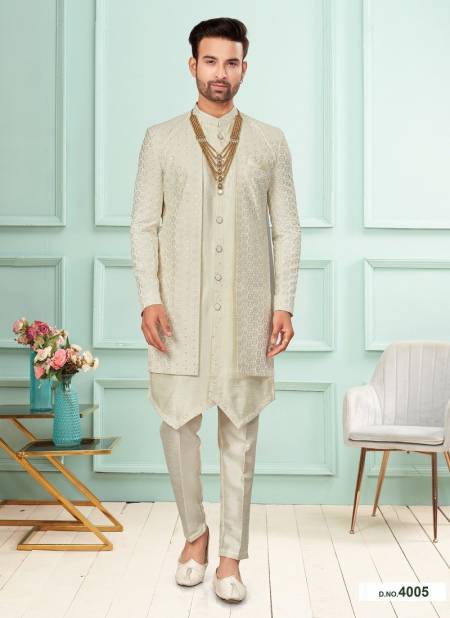 White Colour GS Fashion Function Wear Mens Designer Indo Western Exporters In India 4005