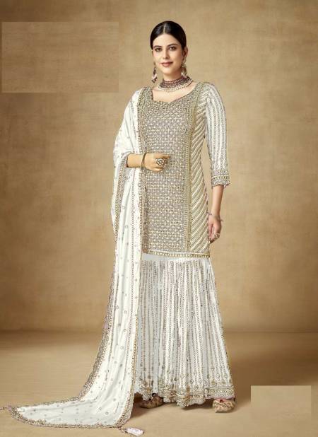 White Colour Gulzar By Utsav Embroidered Wedding Wear Readymade Suits Orders In India RF27577