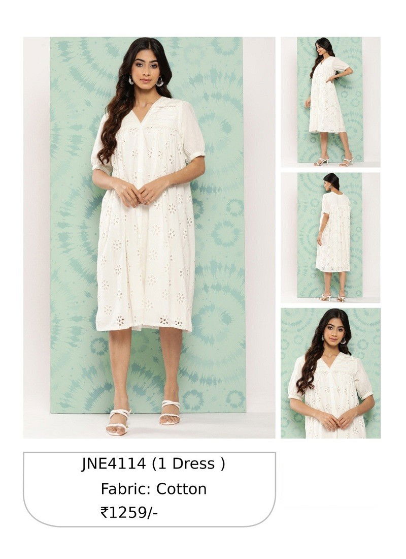 White Colour Janasya Designer Kurti Catalog 4114