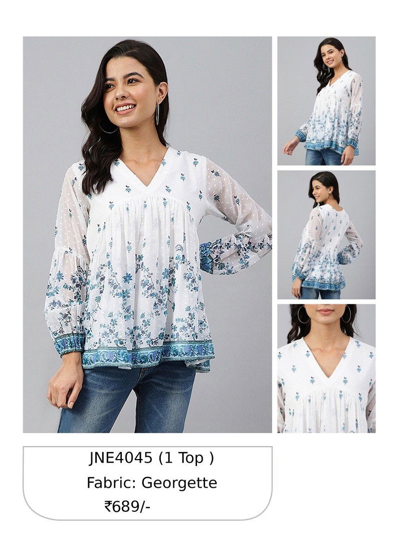 White Colour Janasya Ladies Top Catalog 4045