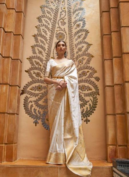 White Colour Kalandi Silk By Rajtex Designer Saree Catalog 197001