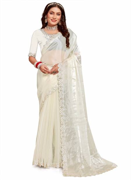 White Colour Krisha By Nari Fashion Desginer Jimmy Choo Silk Saree Wholesale Online 7802