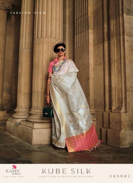White Colour Kube Silk By Rajtex Silk Handloom Weaving Wedding Sarees Wholesale Shop In Surat 345002