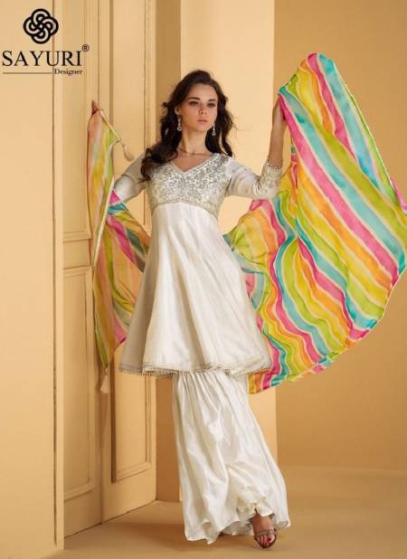 White Colour Mandira By Sayuri Silk Designer Readymade Suits Wholesale Online 5543