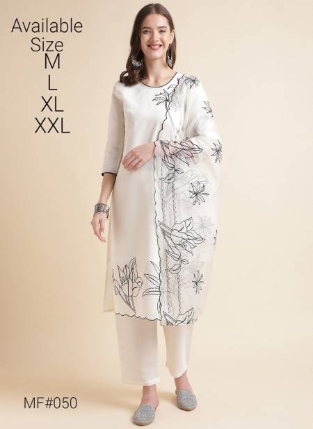 White Colour Mesmora Occasion Wear Readymade Silk Suits Wholesale Market In Surat With Price MF050
