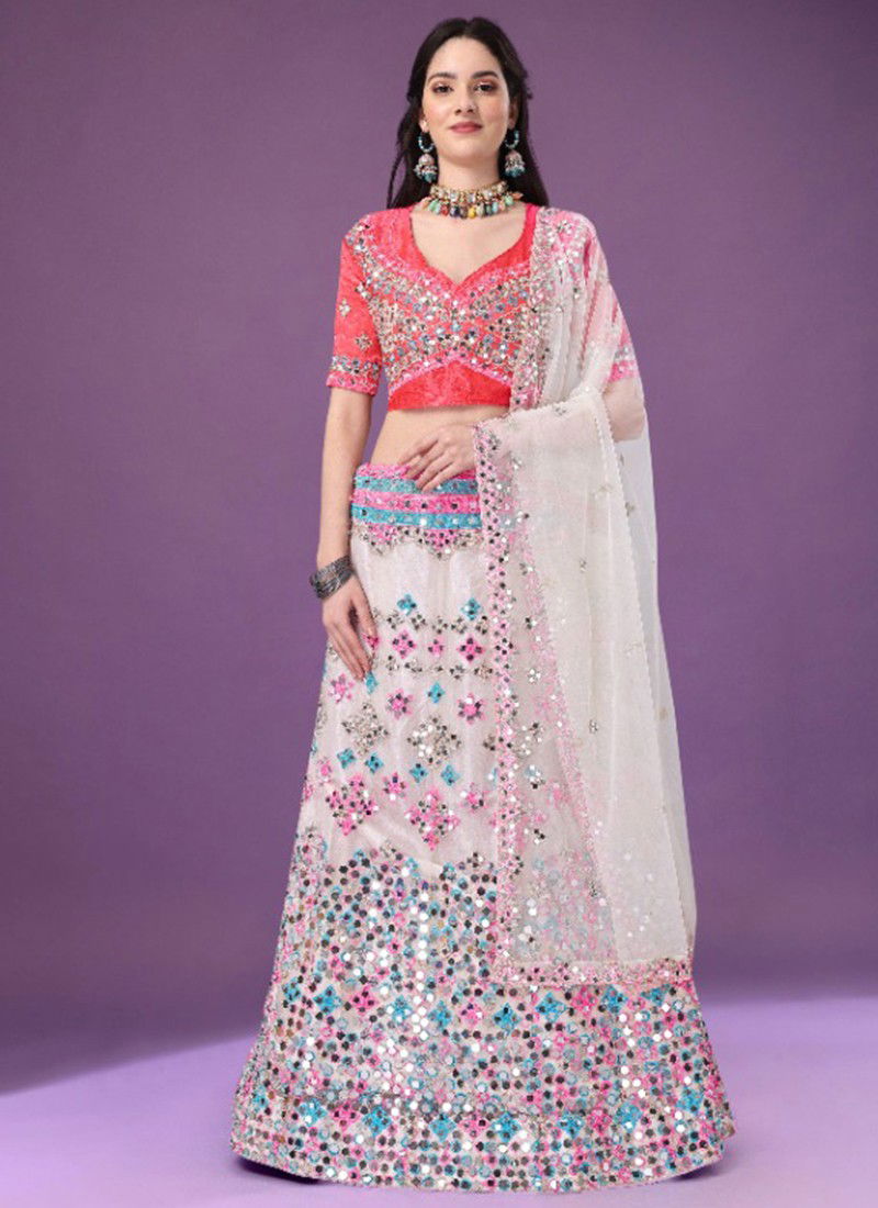 White Colour Monalisa Vol 2 Exclusive Wholesale Party Wear Lehenga Choli 12003