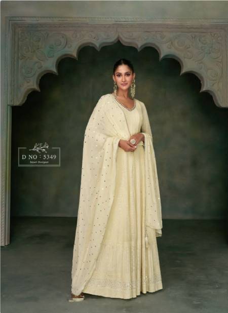 White Colour Nayaab By Sayuri Designer Georgette Gown With Dupatta Catalog 5349