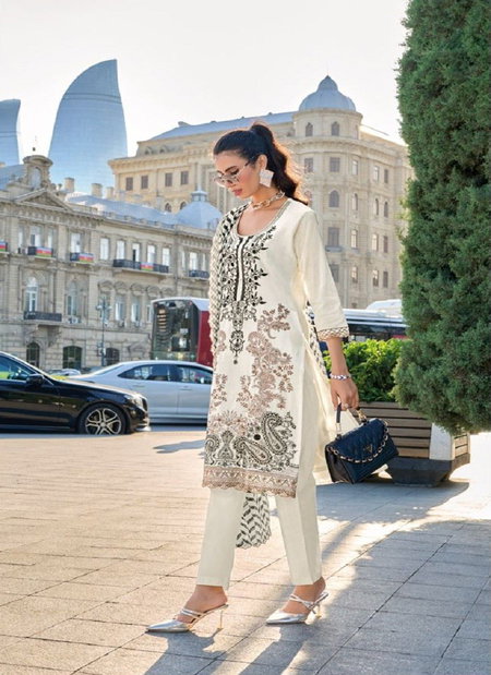 White Colour Nayab By Zaveri Cotton Embroidery Readymade Suits Wholesale Price In Surat 1340