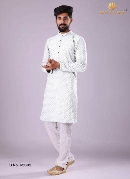 White Colour Outluk 65 Wedding Wear Wholesale Kurta Pajama 65002