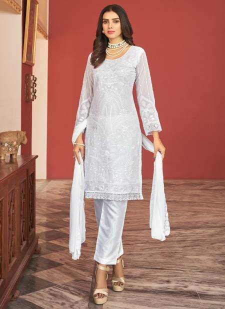 White Colour Pakiza FK Fashion 2021 To 2026 Georgette Salwar Suits Catalog 2024