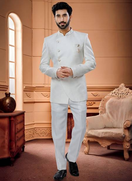 White Colour Party Wear Designer Wholesale Jodhpuri Suit Catalog 1675