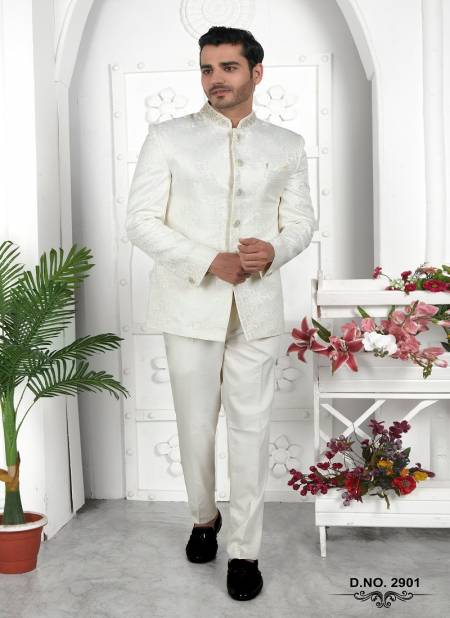 White Colour Party Wear Mens Desginer Jodhpuri Jacket Wholesale Online 2901