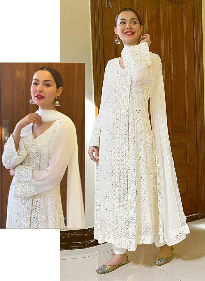 White Colour R 346 Designer Wholesale Anarkali Salwar Suit Catalog R 346 White